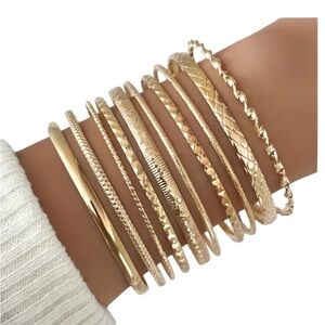 Gold Bangle Bracelet 10 Piece Set